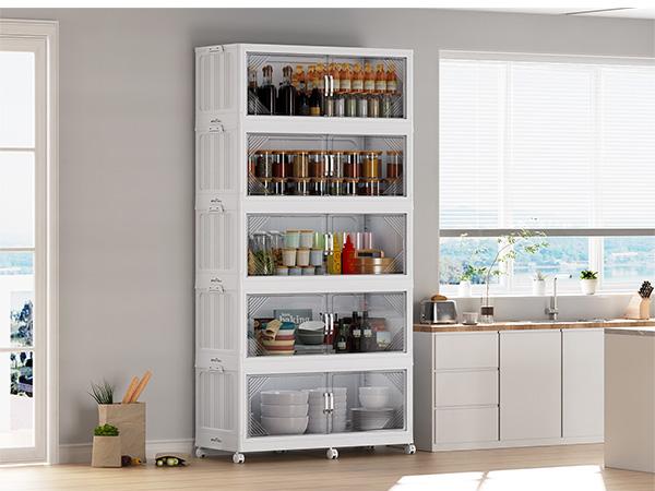 Broview V60 660Qt/700Qt/880Qt/1100Qt Extra Large Plastic Storage Bins with Lid, Each 220Qt stackable storage bin with lid,275Gal Stackable Containers With Drawers, Foldable Cabinets with 6x Wheels, Collapsible Closet Organizers for Home Office