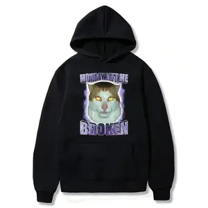 Monday Left Me Broken Funny Cat Meme T-shirt Hoodie, Brainrot Tee Shirt