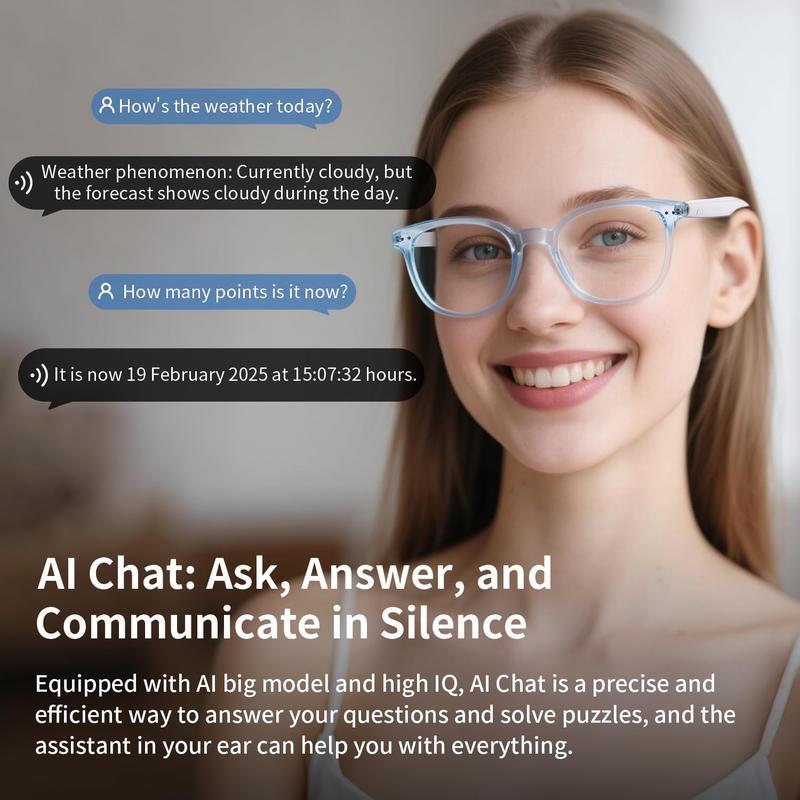 AI Translation Smart Glasses with Bluetooth Auto-Tinting Polarized Lenses Built-in Speakers Mic Blue Light Blocking Wearable Wireless 160 Languages Real-Time AI Translation White