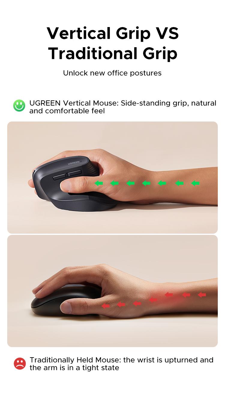 UGREEN Vertical Mouse Bluetooth 5.0 & 2.4G Wireless Ergonomic Mouse with 5 Buttons, 4000 DPI, Balck & Pink Ergonomic Mouse Compatible with PC/Laptop，Only 2.4G Model(Bluetooth not supported),TikTokShopBlackFriday ,TikTokShopHolidayHaul