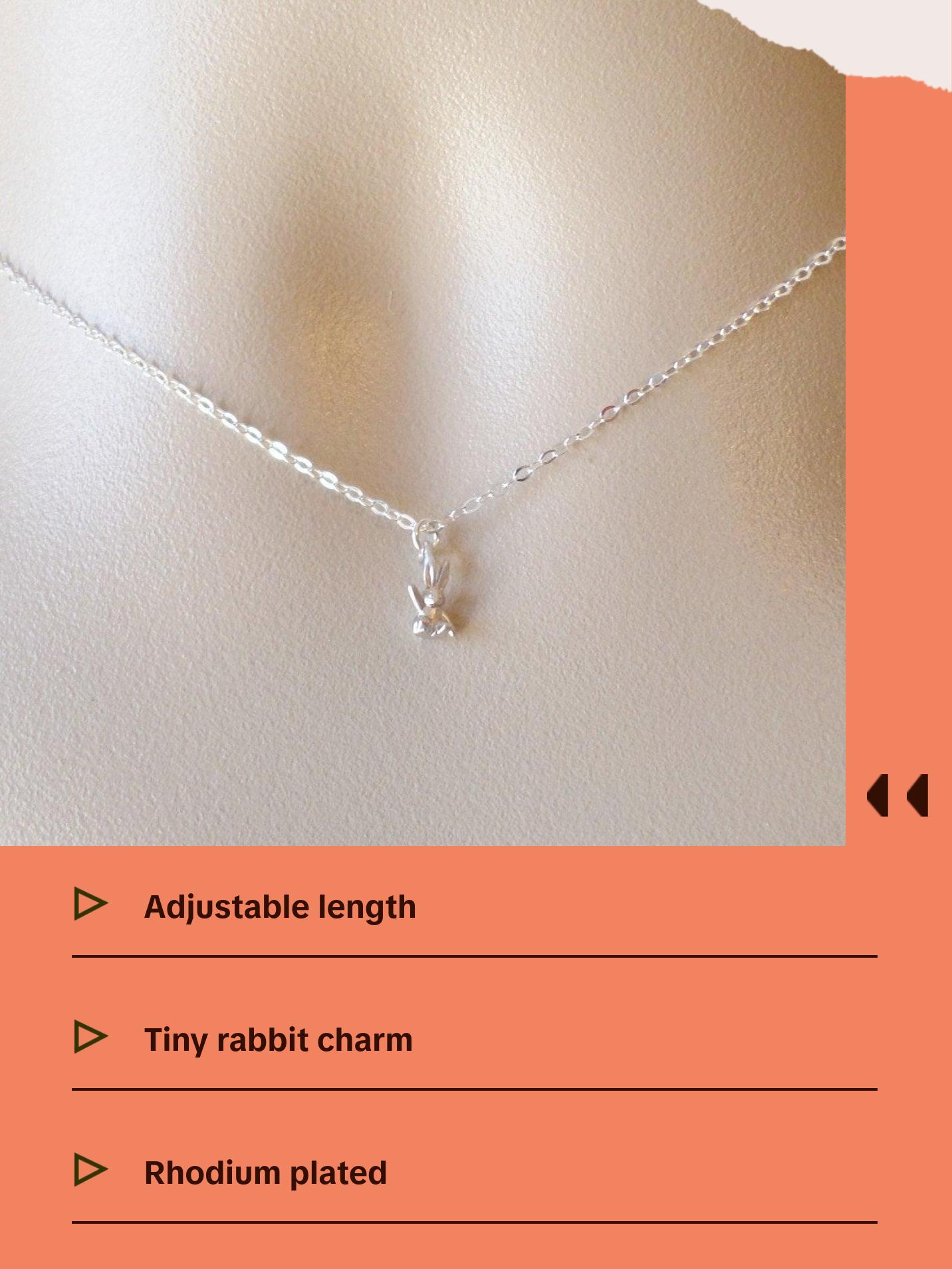 Silver Rabbit Necklace - Super Tiny Silver Rabbit Necklace, Sterling Silver Necklace, Animal Jewelry, Easter Jewelry, Easter necklace