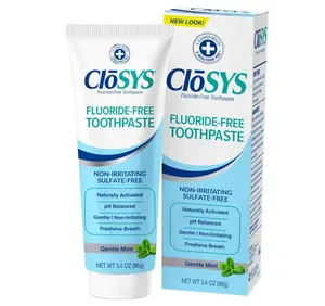 CloSYS Fluoride Free Toothpaste, 3.4 Ounce, Travel Size, Gentle Mint, TSA Compliant, Whitening, Enamel Protection, Sulfate Free