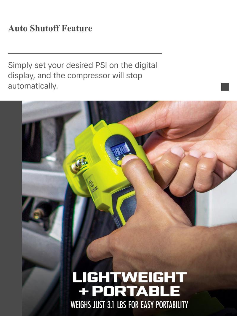 Auto Joe Cordless Portable Air Compressor Kit | W/ 1.3-Ah Battery, Nozzle Accessories, and Storage Bag 24V-AJC-MAX