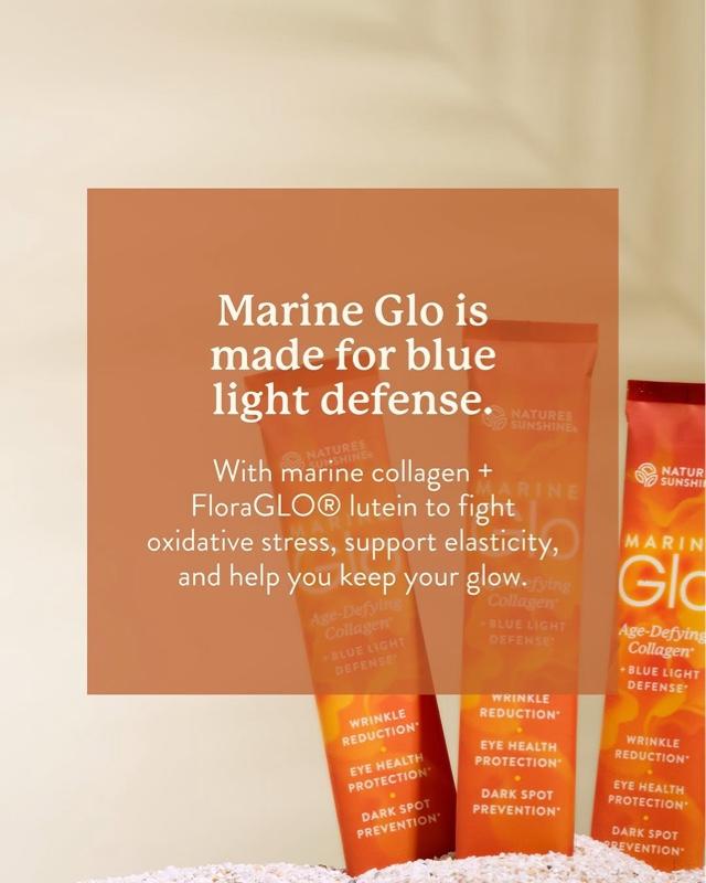 NEW! Marine Glo Collagen-Reduce Wrinkles, Defend Eyes & Skin Against Blue Light Damage - 30 Stick Packs