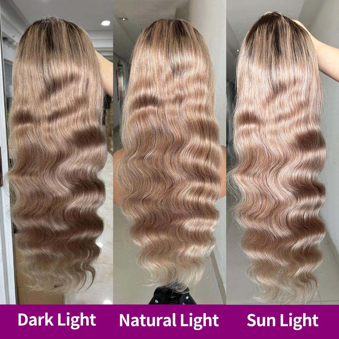 13x6 Ombre Highlight Ash Blonde Lace Front Wigs Human Hair 180% Density Ash Blonde Body Wave Lace Frontal Wigs For Black Women 13x6 Lace Front Wig Pre Plucked With Baby Hair SpringStatements