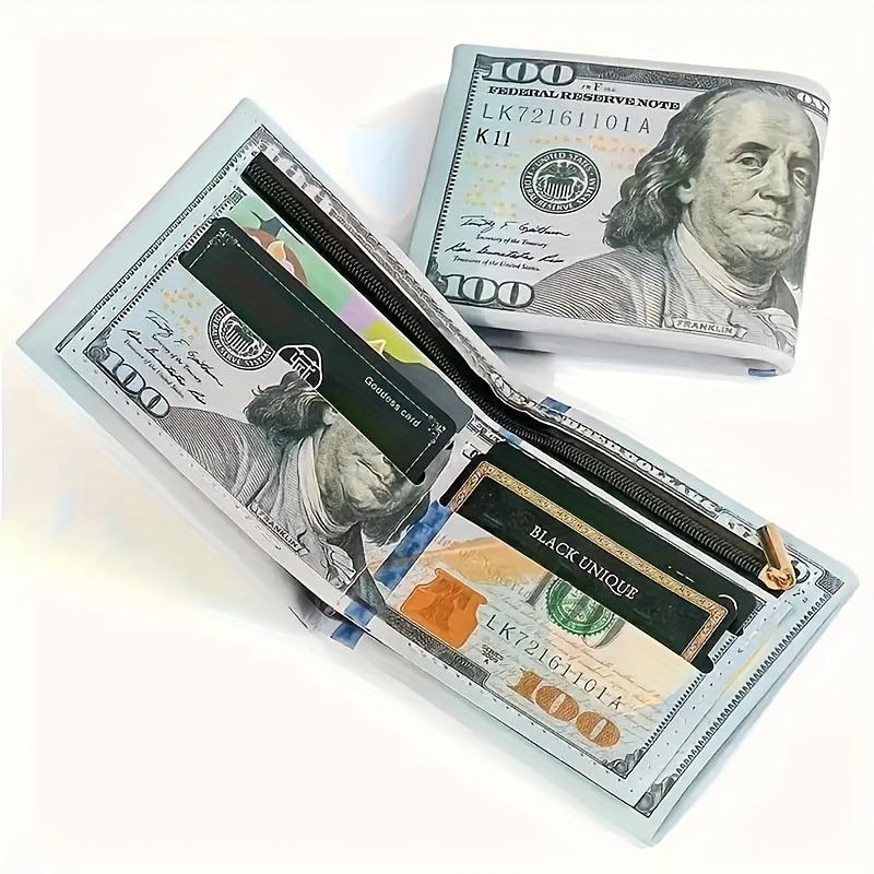 Vintage Retro Dollar Bill Wallet: PU Leather, Credit Card Holder, Zippered Coin Pouch, Foldable Design for Men
