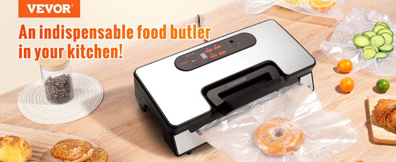VEVOR Vacuum Sealer Machine, TikTokShopBlackFriday, 90Kpa 130W Powerful Dual Pump and Dual Sealing, Dry and Moist Food Storage, Automatic and Manual Air Sealing System with Built-in Cutter, with Seal Bag and External Hose