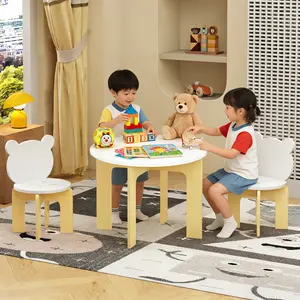 Kids Table and Chair Set - 3-Piece Wooden Activity Station for Playroom & Nursery