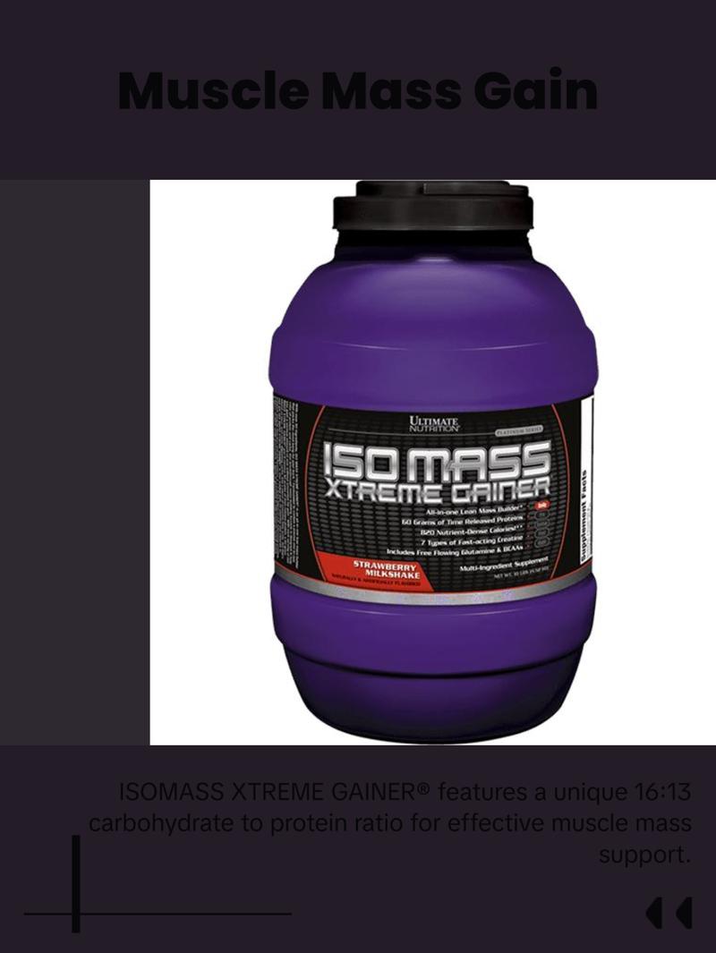 Ultimate Nutrition ISO MASS XTREME GAINER® - Chocolate Milk Flavor, 16:13 Carbohydrate to Protein Ratio, 66g Protein, 7 Flavors, 80 Servings