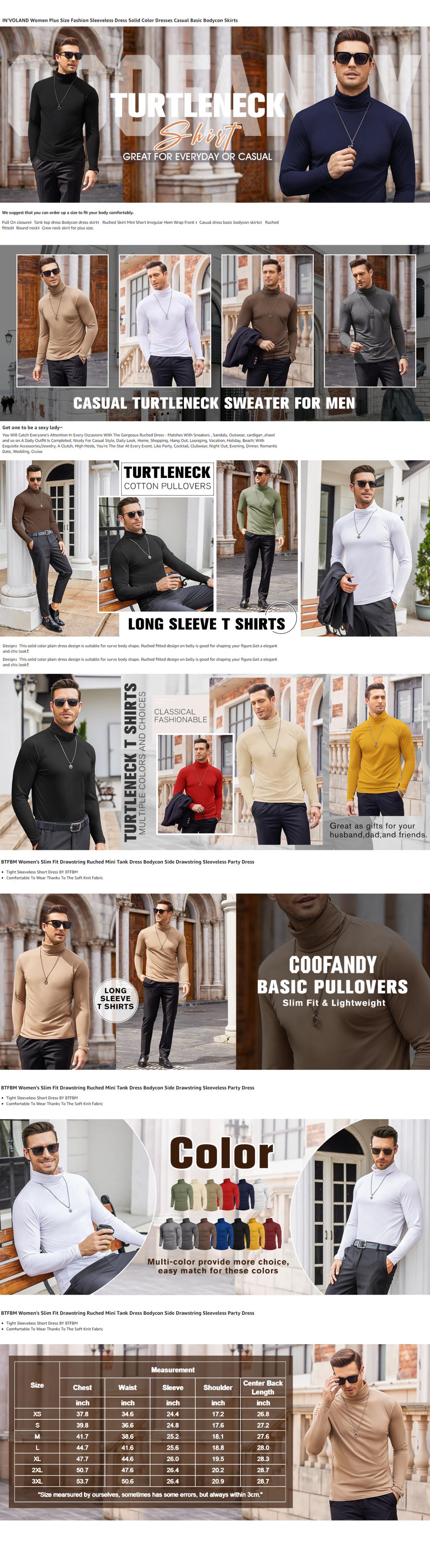 COOFANDY Fall Outfits Men's knitwear Men's Casual Slim Fit Turtleneck T Shirts Lightweight Basic Cotton Pullovers Classic Fashion Menswear Knit  Runs Large Sweater Sweater