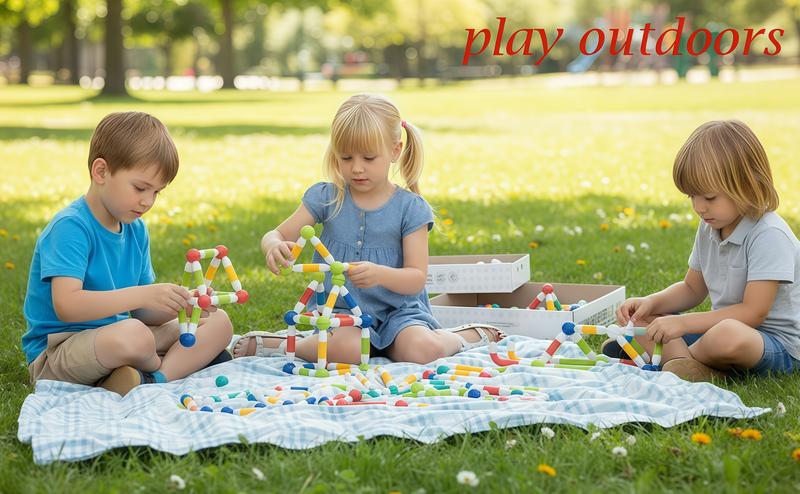 Magnetic Sticks and Balls Building Set | Sensory Montessori Toys for Kids Ages 3 4 5 | Toddler Construction Toys for Creative Family Play & Birthday Gifts