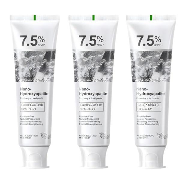 3 PCS 7.5% Toothpaste - Nano Hydroxyapatite for Enamel Strengthening & Teeth Whitening,Enamel Repair, Fluoride-Free & Sensitive Teeth Friendly