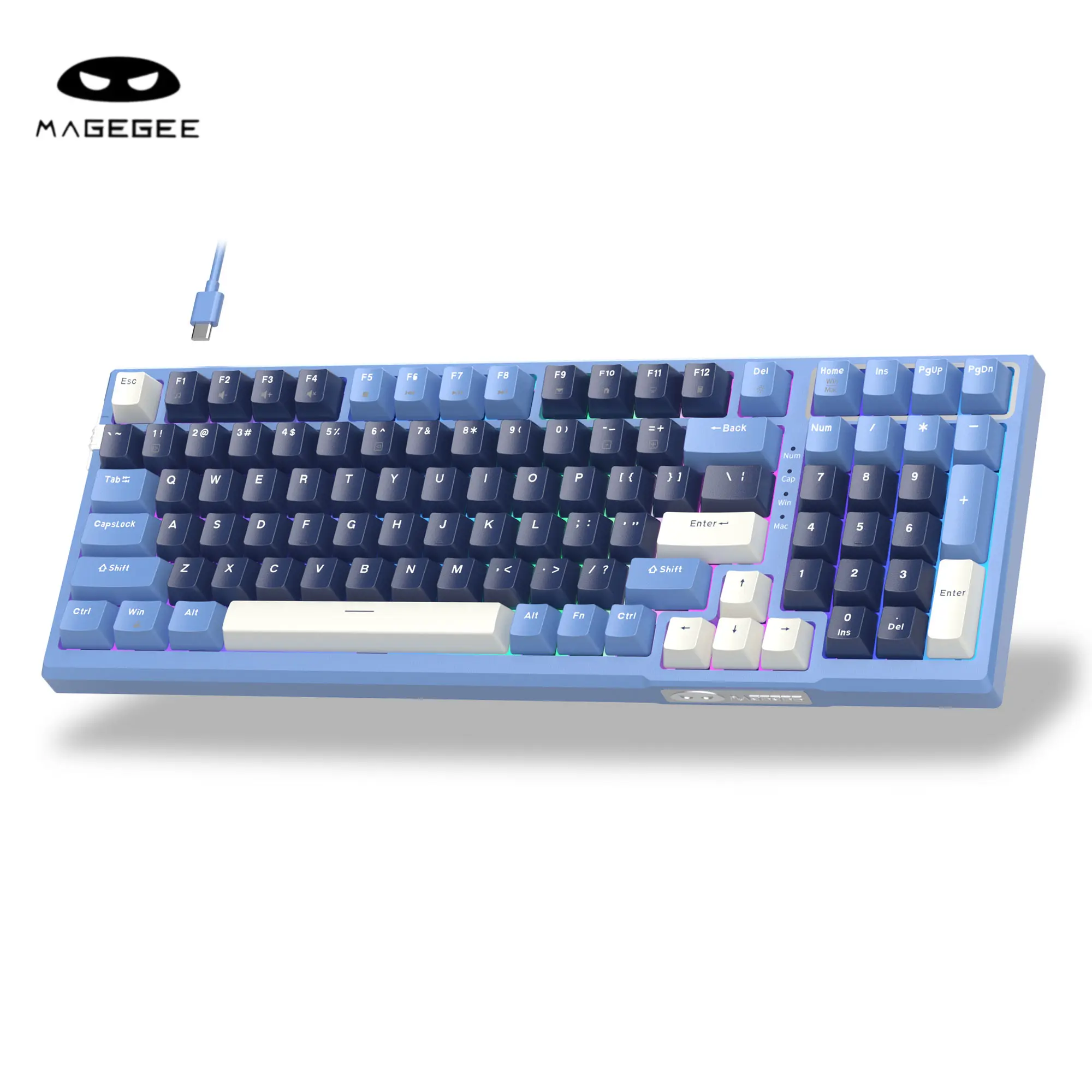 MageGee SKY98 Gaming Mechanical Keyboard, 98-Key 95% Layout, Hot-Swappable Creamy Keyboard, Gasket Mounted, 5-Layer Sound Dampening, RGB Backlit, Wired Keyboard for PC Gaming, Windows, Mac & Laptop