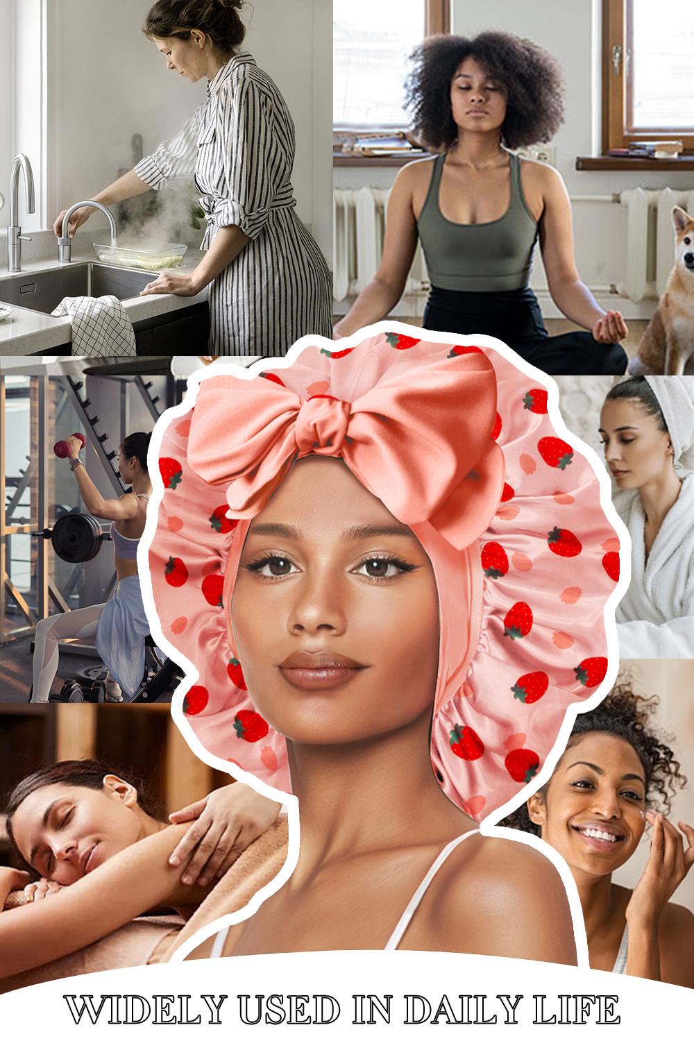 SeSe Code Satin Bonnet for Sleeping Double Layer Satin Lined Hair Bonnet with Tie Band Bonnets for Women Natural Curly Hair  Haircare