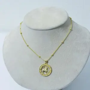 Leo Zodiac Sign Earring in Copper with 18k Bath 18 Inch Chain for Astrology Enthusiasts