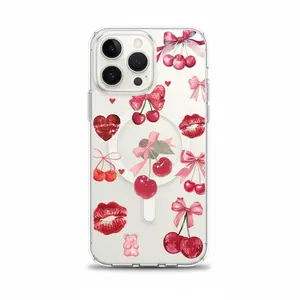 Red Cherry and Bowknot Pattern Phone Case for iPhone 17 16 15 14 13 12 11 Pro Max iPhone 16 15 14 Plus Cute Stylish Design