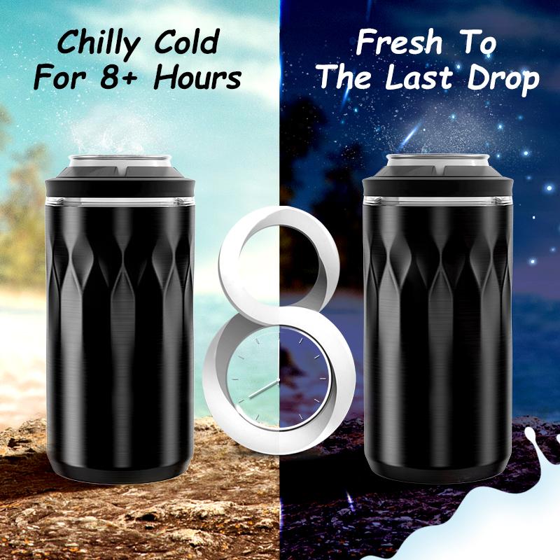 [Meoky]12oz Slim Can Cooler,Vacuum Insulated Stainless Steel,Portable for Different Can Heights，Universal 12-16oz Cans, Keep 12 Hours Cold，Camping、Travel、Parties