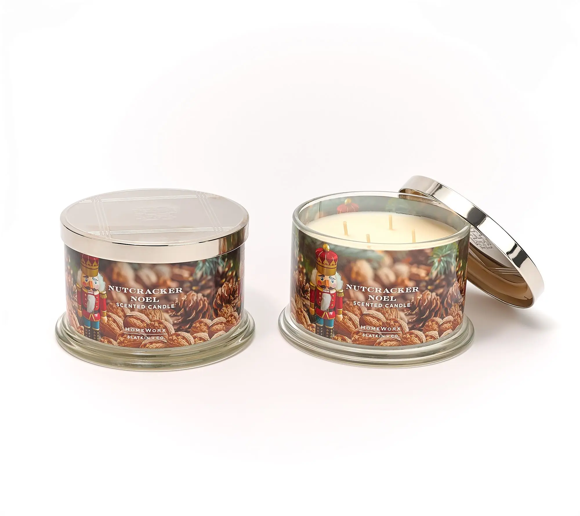 HomeWorx by Slatkin + Co. S/2 18oz Nutcracker Noel Candles