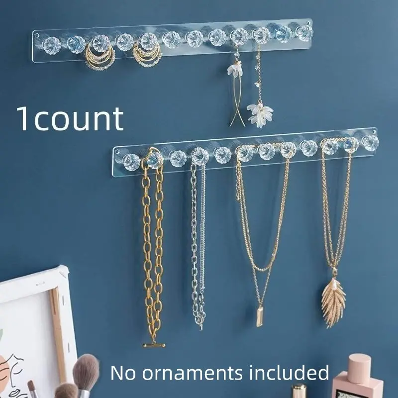 Acrylic Clear 12 Hooks for Hanging Rack, 1 Count Jewelry Hanging Storage Row Hook, Wall Mounted Jewelry Necklaces Bracelets Pendants Display Holder, Versatile Organizer, Storage Accessories, Wall Mounted Hanger, Decor Hooks