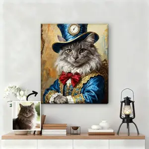 Custom Pet Portrait Painting,Custom Royal Pet Portrait From Photo, Personalized Cat Royalty Portrait on Canvas,Memorial Gift,Gift For Her