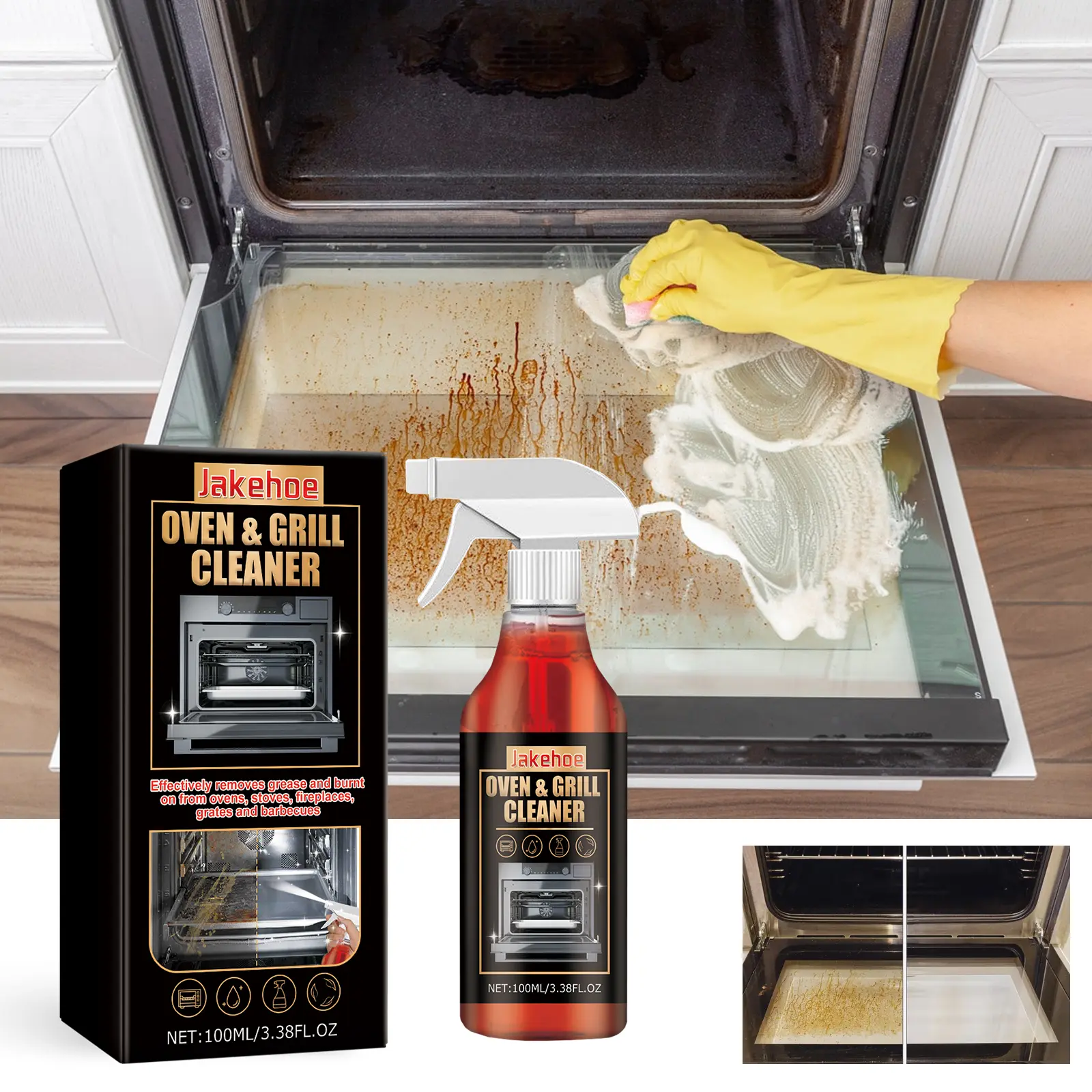 Oven and Grill Cleaner, Oven Grill Special Decontamination, Deodorization, Odor, Odor And Oil Remover 100ml