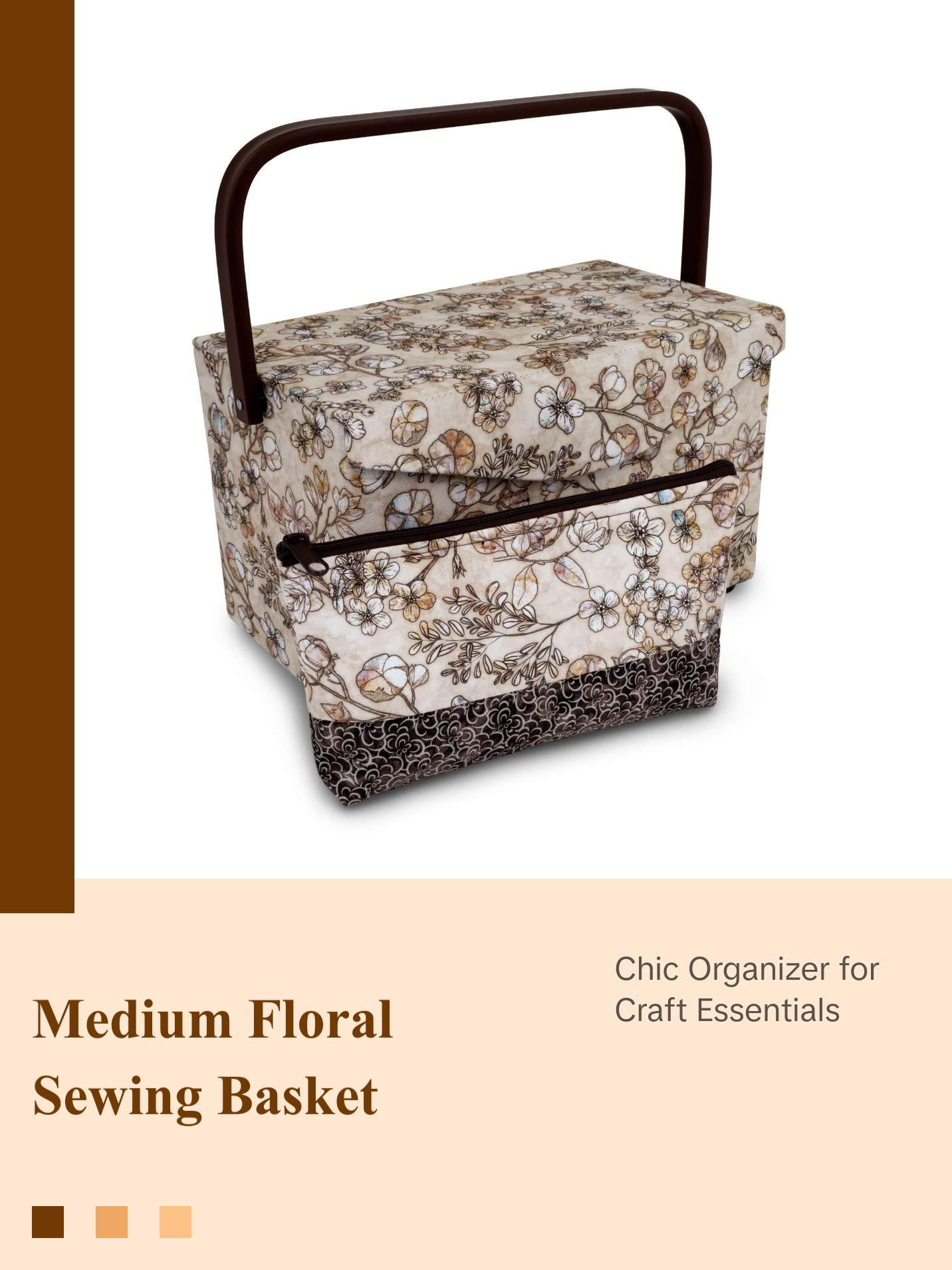 Rectangular Sewing Basket with Zippered Case, Medium