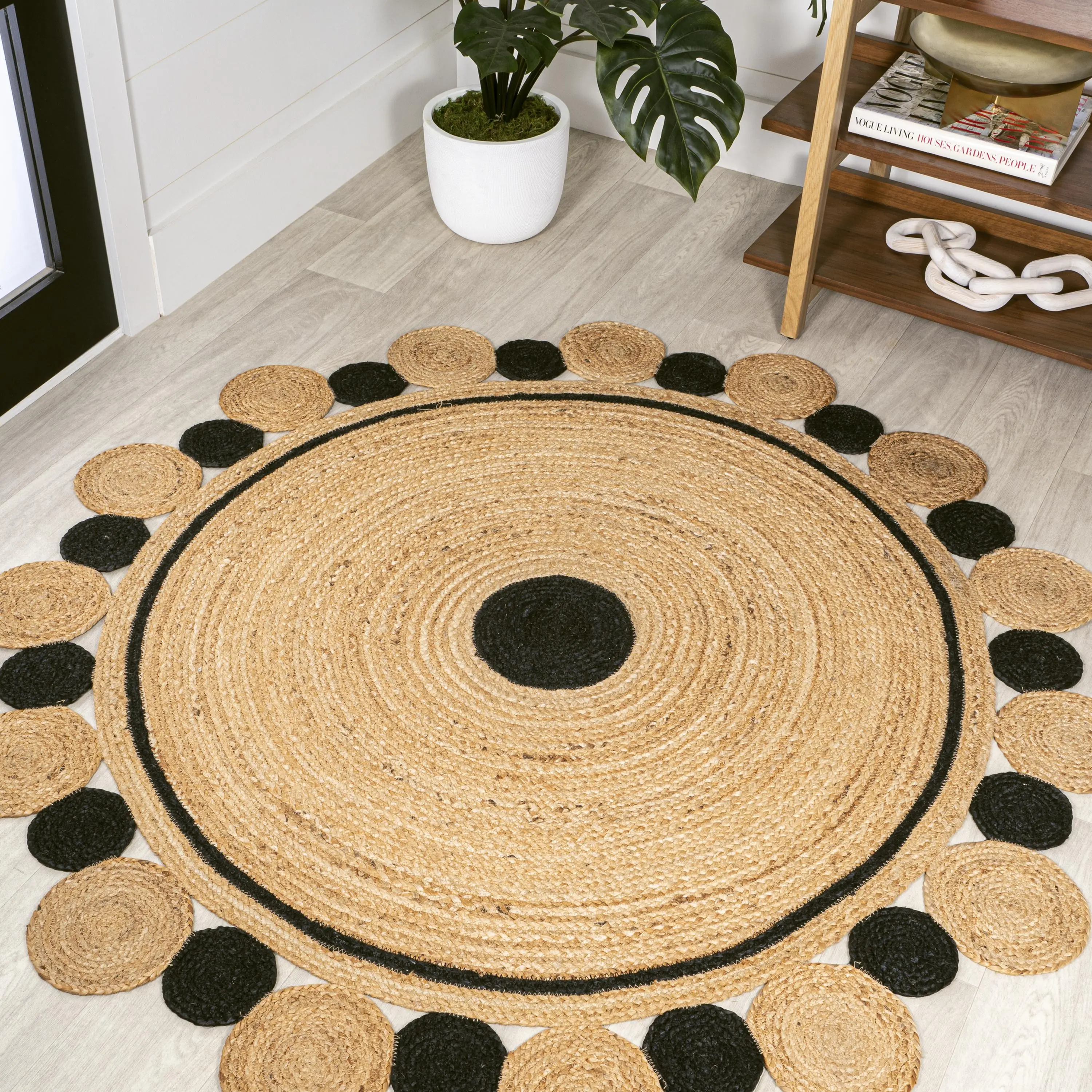 JONATHAN Y Aurora Two-Tone Jute Hippy Circle Medallion Indoor Area Rug; for Living Room, Kitchen, Bedroom, Dining Room, Office