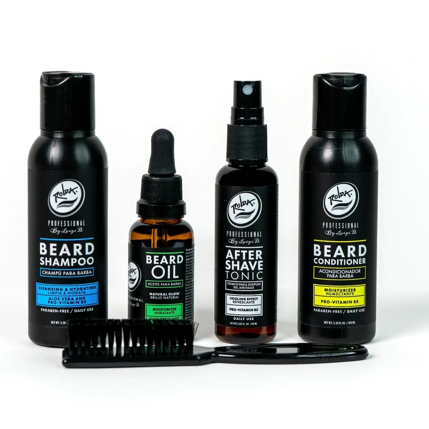 Rolda - Men's Beard Care Grooming Kit | 5-in-1 Beard Care, Daily Grooming Routine, Clean Beard, Restore Shine, Comfort