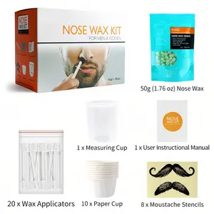 Nose Wax Kit for Men & Women 50g Painless Nasal & Ear Hair Removal Fast Safe Hair Remover Kit for Nose & Ear Hair Waxing Kit for Men - Body Care