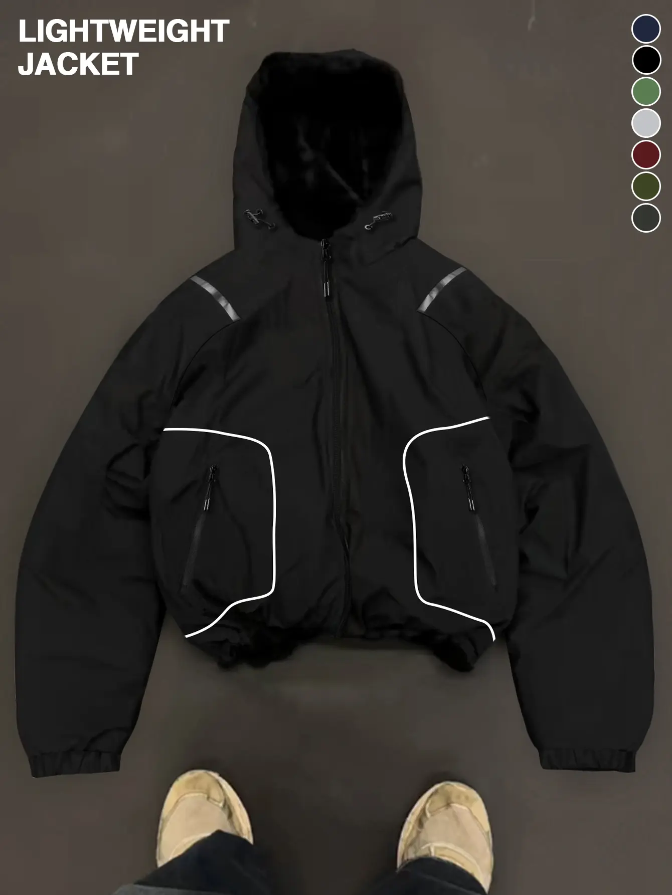 Men's strapped hooded jacket casual jacket, versatile regular version comfortable daily, street function wind, spring and summer out of the street, daily commute adaptation, trendy windproof versatile model Long Sleeve Striped