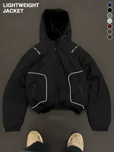 Men's strapped hooded jacket casual jacket, versatile regular version comfortable daily, street function wind, spring and summer out of the street, daily commute adaptation, trendy windproof versatile model Long Sleeve Striped