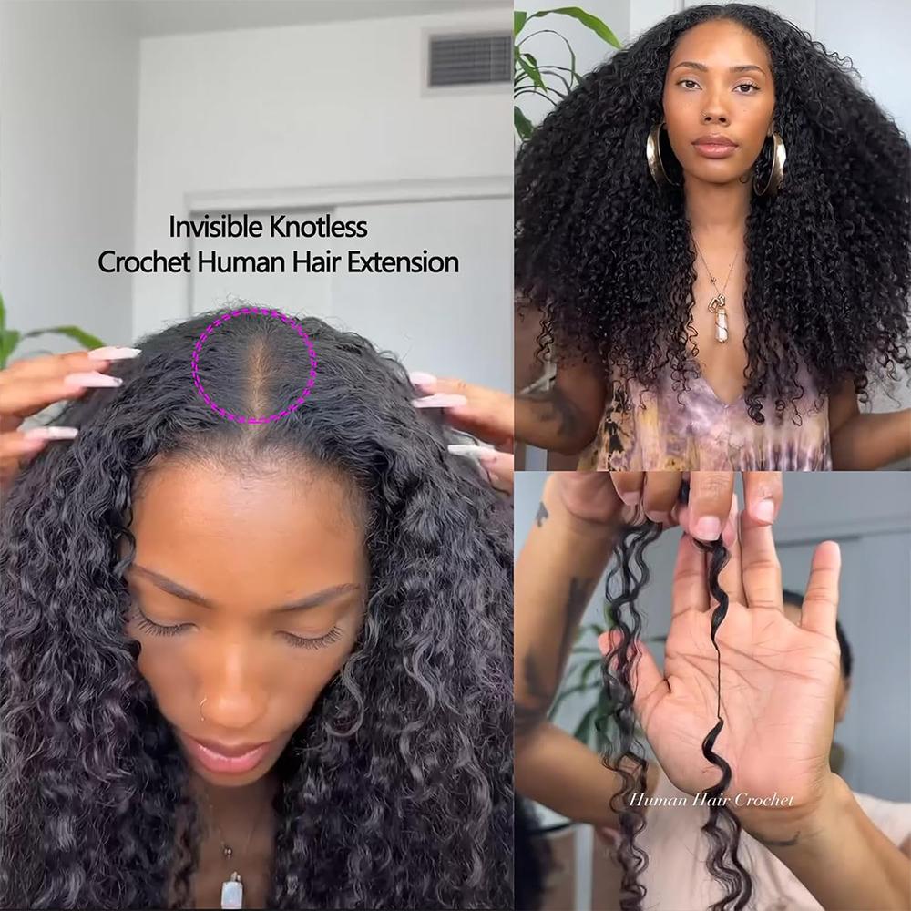 New 2026 Ramiss Body Wave Crochet Human Hair for Mircale Knots Boho Braids 4-5 Packs for Full Head, Pre-Separated 50g/Pack Time-Saving, 40 Strands/Pack Body Wave Feather Crochet Human Hair Extensions Miracle Knots Knotless Pre-Separated Crochet Braid Hair