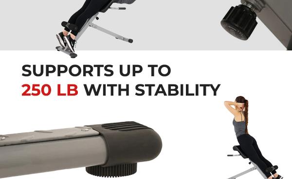 Sunny Health & Fitness Hyperextension Roman Chair, Home Gym Workout Fitness, Back Extension, Abs & Glute Training, Adjustable & Foldable, Ergonomic Pads, Heavy-Duty Frame, 250 lbs Capacity