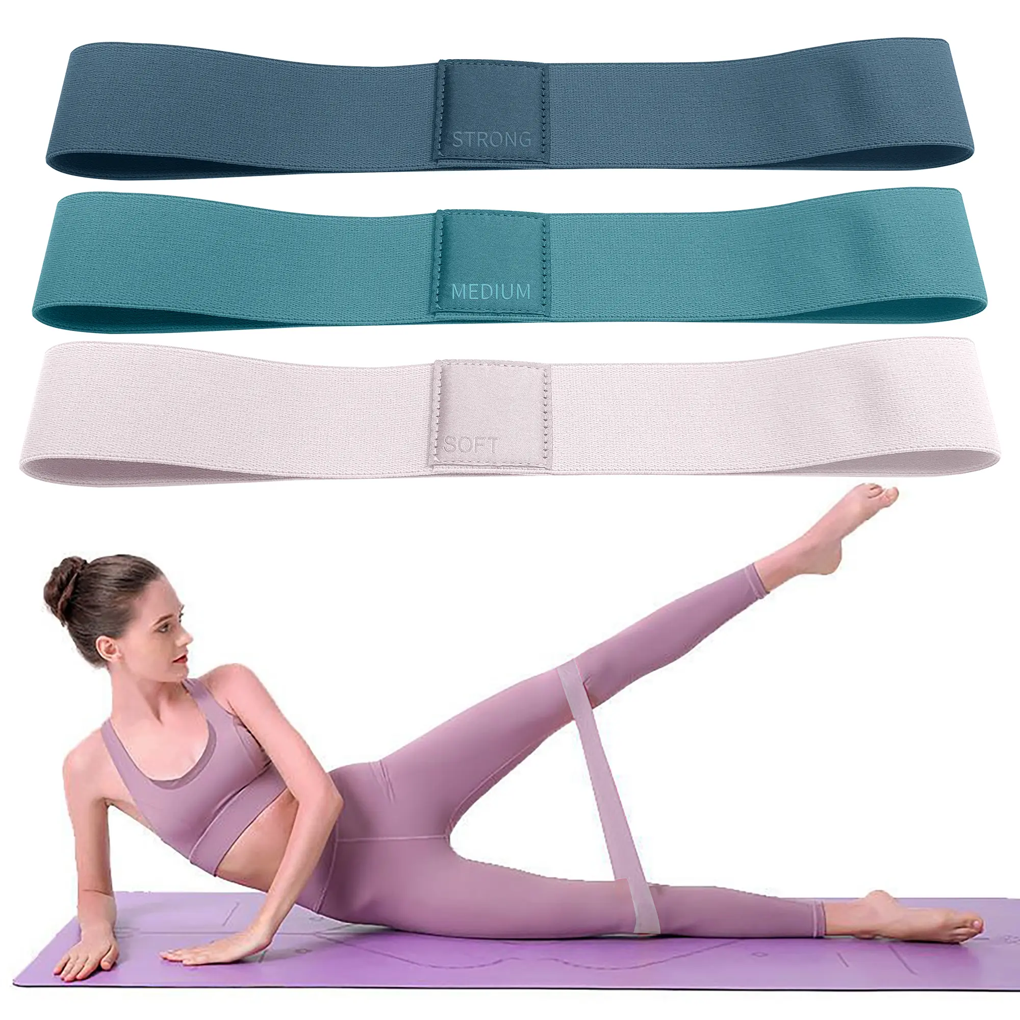 Resistance Bands for Working Out: 3-Set Professional Fabric Loops (Heavy/Medium/Light) for Women, Home Pilates Reformer, Booty & Leg Training, Home Gym Use, At Home Pilates Reformer