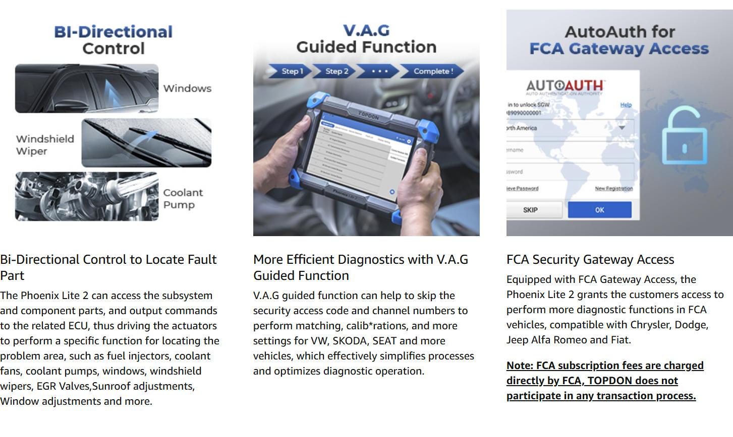 TOPDON Phoenix Lite 2 Bidirectional Scan Tool, OBD2 Scanner, Function as AD900BT AD900 Lite, ECU Coding, Wireless Automotive Diagnostic Scanner, 34+ Reset Services, FCA AutoAuth, 2 Years Free Update