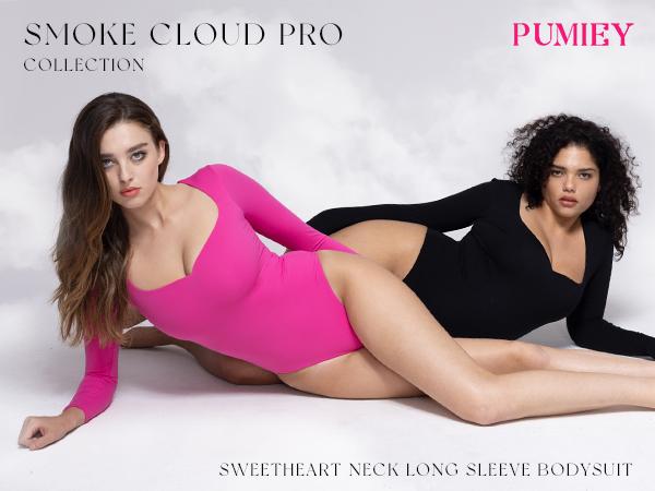 PUMIEY Sweetheart Neck Long Sleeve Bodysuit Snap Closure Womenswear skims Tops Underwear Lady Comfort Longsleeves Basic Minimalist bodysuit  chanclas candice  swanepoel