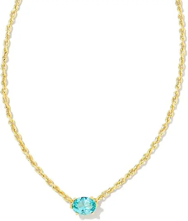 Kendra Scott Cailin Crystal Pendant Necklace - Gold Aqua Crystal 9608803551