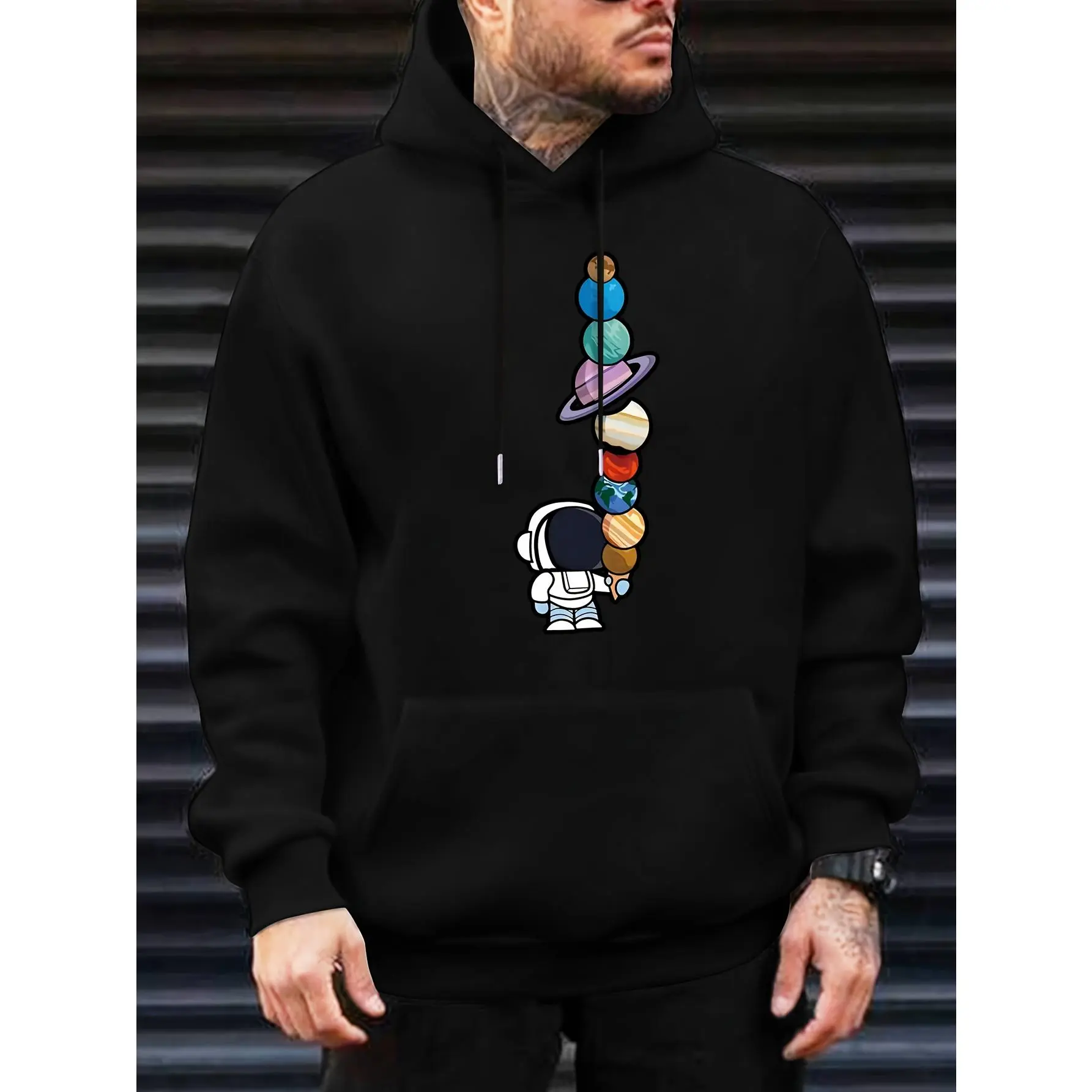 Astronaut Planet Hoodie Space Graphic Sweatshirt Cute Galaxy Pullover Minimalist Solar System Hoodie Cosmic Streetwear Oversized Unisex Hoodie Winter Fashion Gift for Men Women