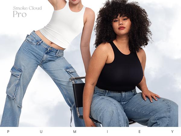 PUMIEY Women's Crew Neck Tank Top Multicolor Short Sleeveless Summer Crop Tops for Women Comfortable Premium Fabric Basic Minimalist Style