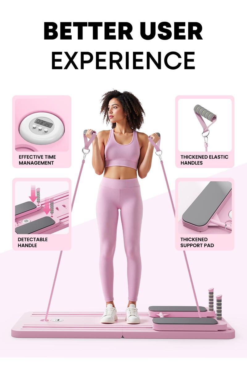 4.0 New Upgrade ZENROUS Pilates Board, Multi-functional Ab Exercise Board, Foldable Home Pilates Reformer, Maximum Load 300 lbs Fitness Board with Kneeling Pad and Timer, Abs Workout Equipment for Abdominal & Core Strength Training Springtok