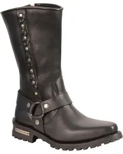 Milwaukee Leather Men's Braid And Rivet Harness Boot Square Toe - Mbm9025