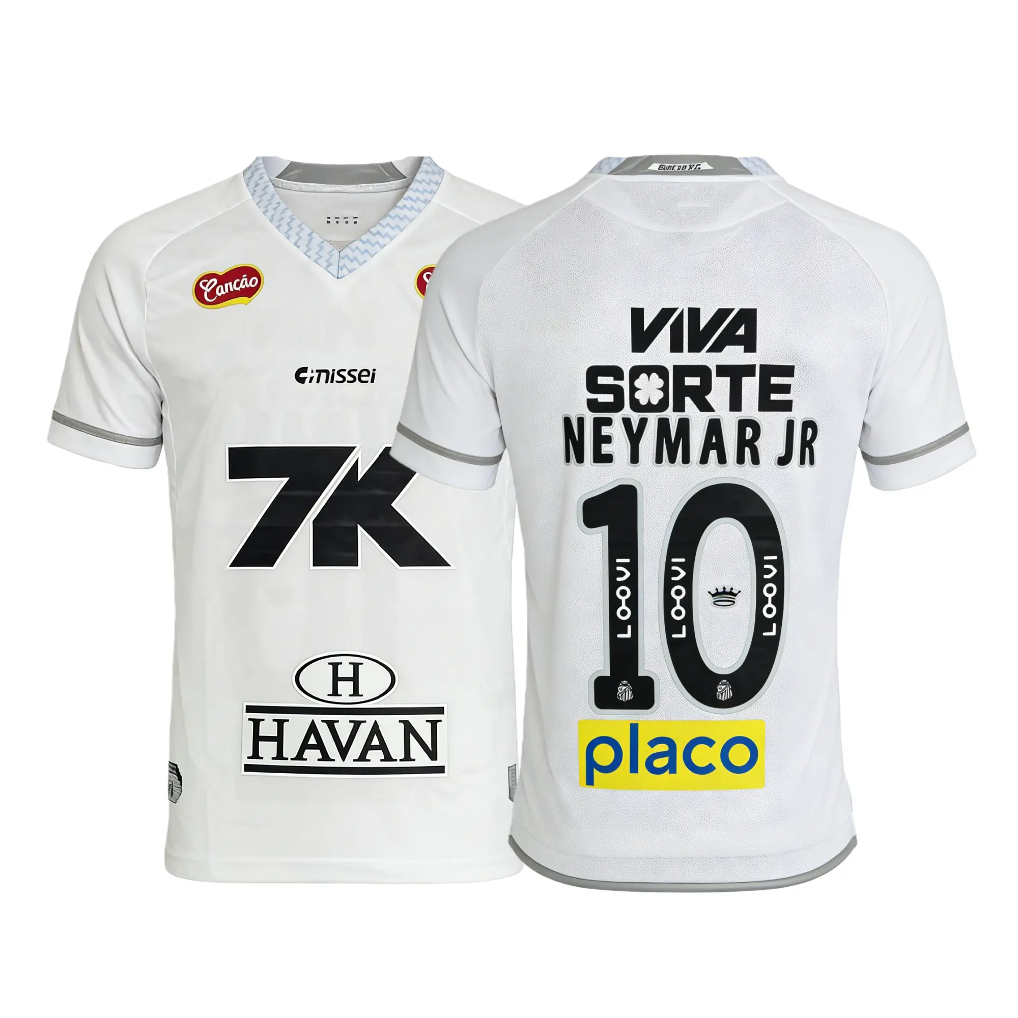 25 26 Home White NO.10 Neymar JR Short Sleeve Soccer Jersey Fans Version Breathable