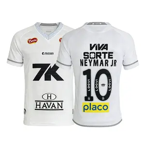 25 26 Home White NO.10 Neymar JR Short Sleeve Soccer Jersey Fans Version Breathable