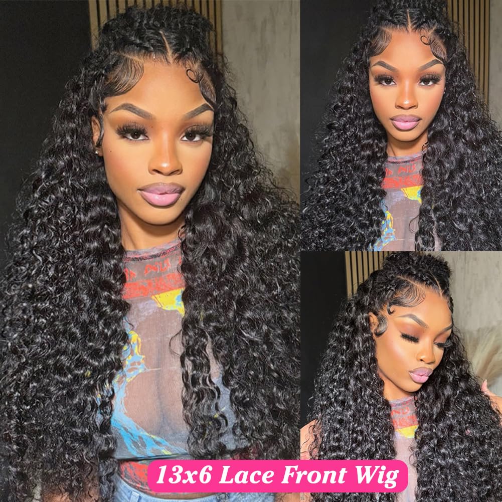 30 Inch 13x6 Lace Front Wigs Human Hair Water Wave 200 Density 13x6 HD Full Lace Frontal Wigs Pre Plucked Wet and Wavy Glueless Deep Curly Human Hair Wigs for Women Natural Black 30 Inch 13x6 Lace Front Wigs Human Hair Water Wave 200 Density 13x6 HD Full Lace Frontal Wigs Pre Plucked Wet and Wavy Glueless Deep Curly Human Hair Wigs for Women Natural Black