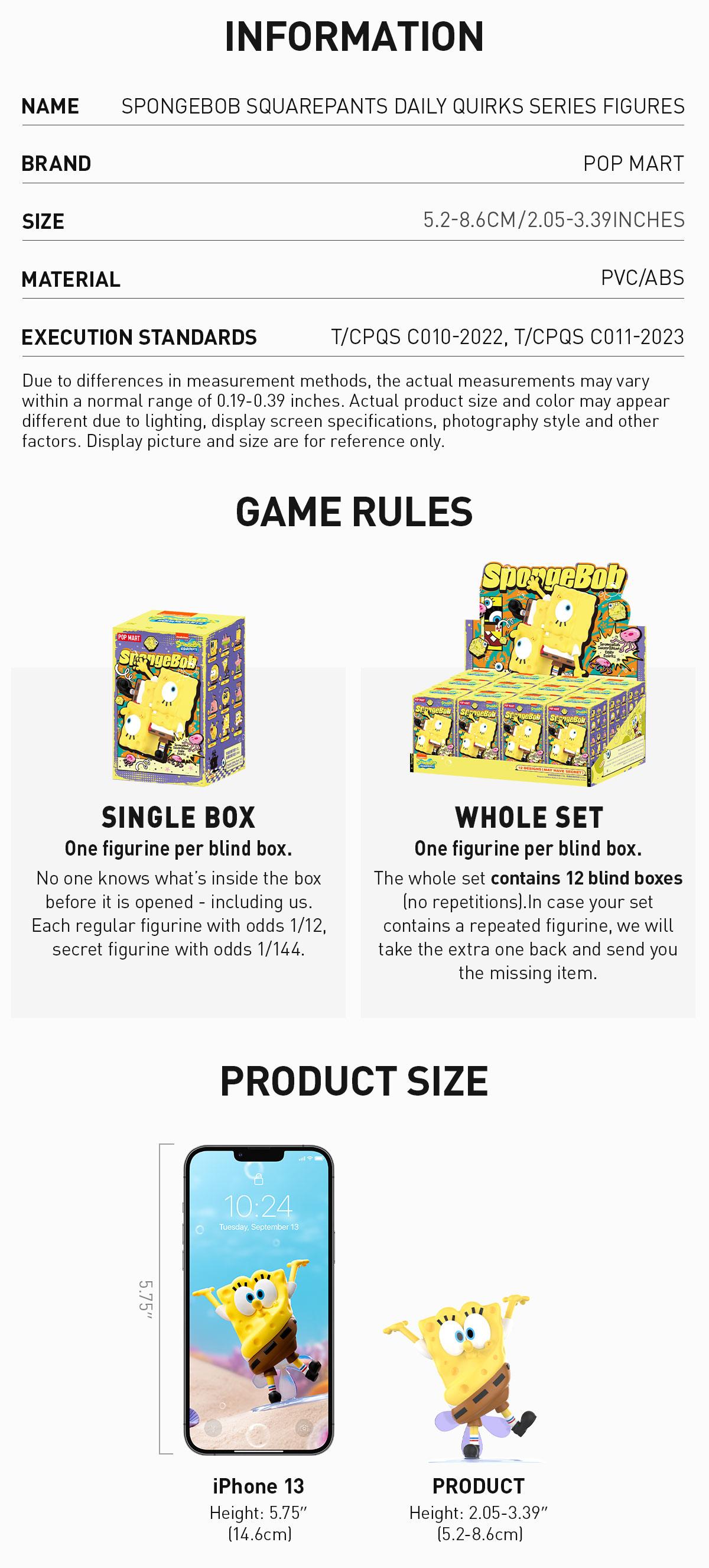 POP MART SpongeBob SquarePants Daily Quirks Series Figures, Blind Box, Mystery Box POP MART SpongeBob SquarePants Daily Quirks Series Figures, Blind Box, Mystery Box