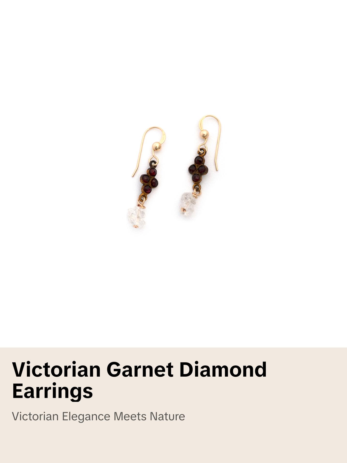 Bohemian Garnet and Herkimer Diamond Earrings
