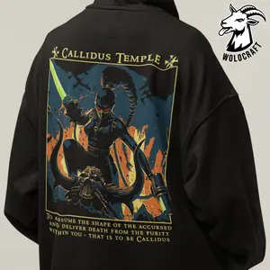 Callidus Temple Wargame Hoodie Unisex Cotton Hooded Top Assassinorum Fan Clothing Death From Within Graphic Pullover 50% Cotton 50% Polyester Blend with Kangaroo Pocket