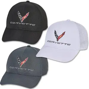 Corvette Perforated Performance Baseball Hat - Black/White/Grey