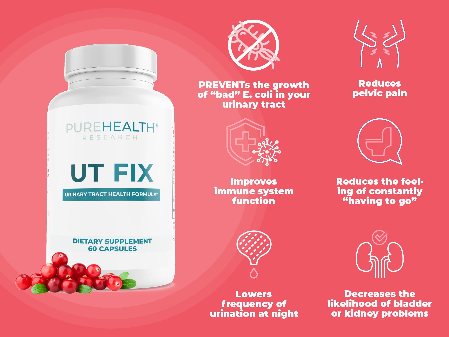 UT FIX D Mannose with Cranberry Long-Term Supplement by PUREHEALTH RESEARCH - D-Mannose for UTI 1000mg Capsules + 300mg Cranberry Extract + Propolis for Urinary Tract Health for Women and Men, 60 Capsules Dietary Healthcare UT FIX D Mannose with Cranberry Long-Term Supplement by PUREHEALTH RESEARCH - D-Mannose for UTI 1000mg Capsules + 300mg Cranberry Extract + Propolis for Urinary Tract Health for Women and Men, 60 Capsules Dietary Healthcare