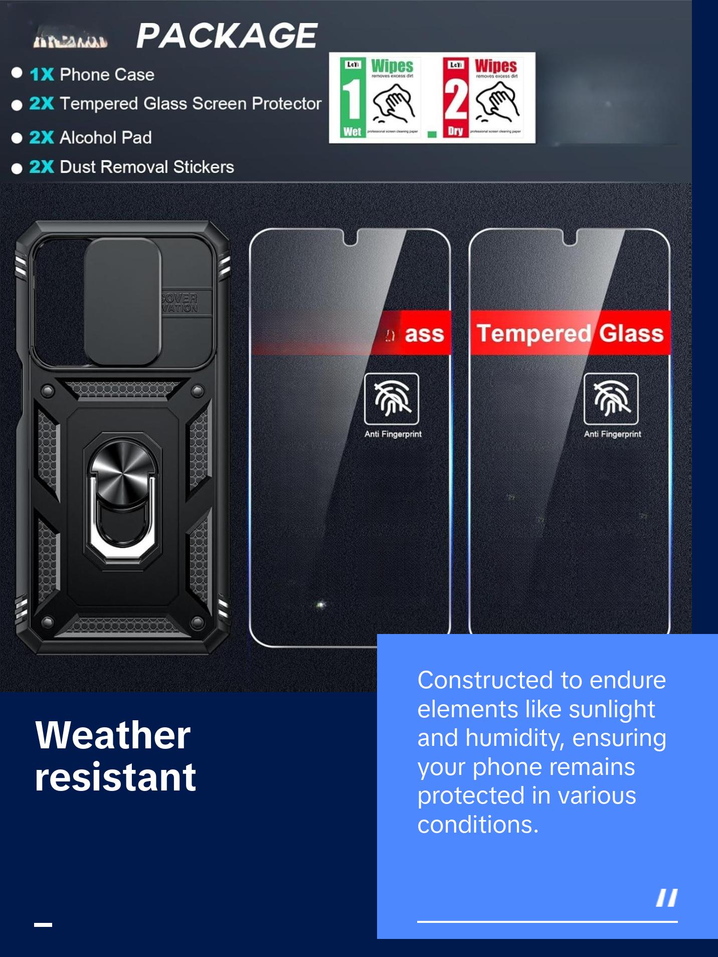 Sansumg Galaxy A16-5G Phone Case: Galaxy A16 5G Screen Protector [2 Packs] with Camera Cover, Military-Grade Heavy Duty Protection Cell Android Basic Funda para Samsung Galaxy A 16 5G Phone, Black